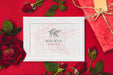 Free Top View Of Gift Frame With Roses Psd