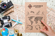 Free Top View Of Map Mock-Up Traveling Essentials Psd
