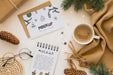 Free Top View Of Notebook With Scarf And Coffee Psd