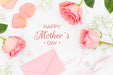 Free Top View Of Roses With Envelope For Mother'S Day Psd
