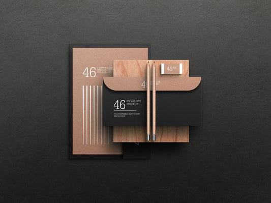 Free Top View Of Stationery Mockup Psd
