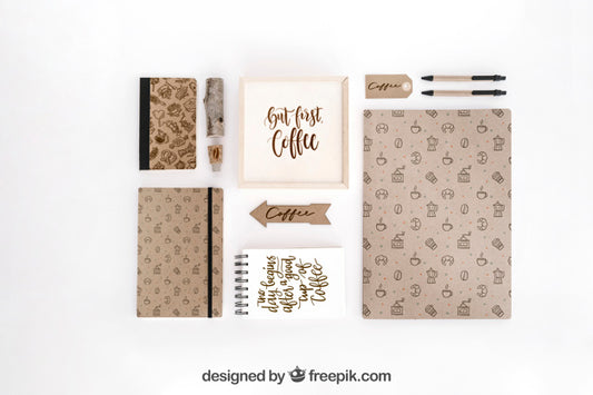 Free Top View Stationery Concept With Office Supplies Psd