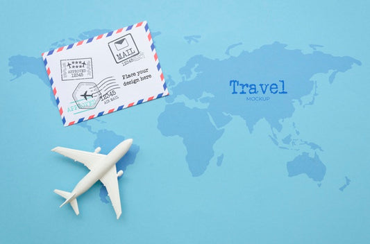 Free Top View Travelling Plane With Envelope Psd