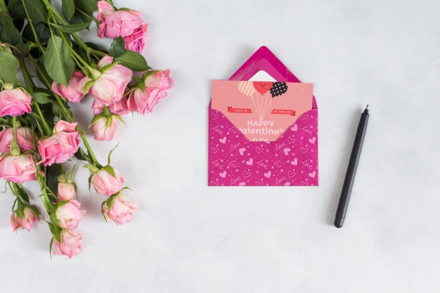 Free Top View Valentines Day Card Mockup Psd