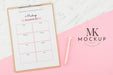 Free Top View Weekly Planner With Mock-Up Psd