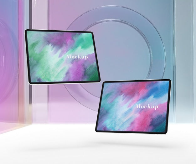 Free Transparent Glass With Tablet Device Collection Psd