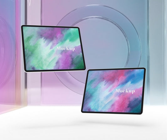 Free Transparent Glass With Tablet Device Collection Psd
