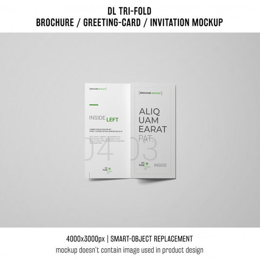 Free Trifold Brochure Or Invitation Mockup Concept Psd