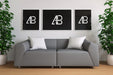 Free Triple Poster In Living Room Mockup