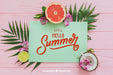 Free Tropical Summer Composition With Paper Psd