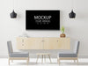 Free Tv In Living Room Mockup Psd