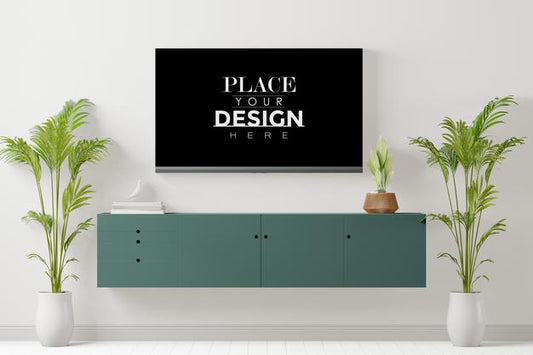 Free Tv In Living Room Mockup Psd