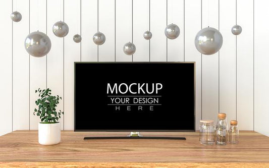 Free Tv In Living Room Mockup Psd