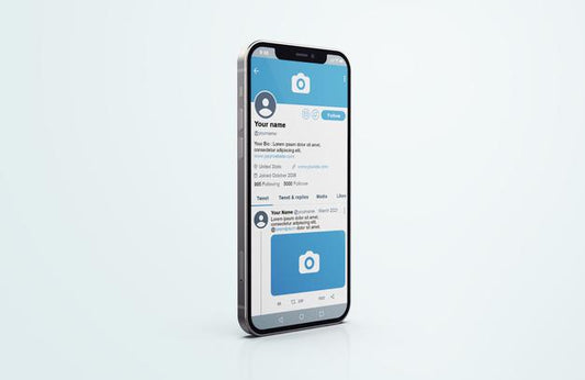 Free Twitter On Silver Mobile Phone Mockup Psd