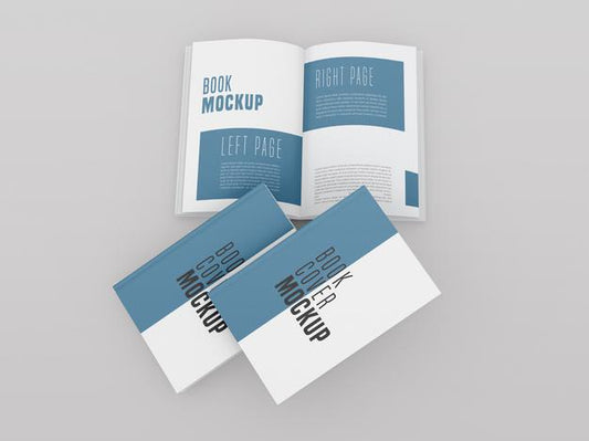 Free Two Hard Cover With Open Book Mockup Psd