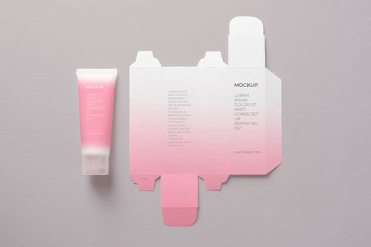 Free Unfolded Cosmetic Box Mockup Psd