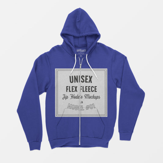 Free Unisex Flex Fleece Zip Hoodie Mockup Psd