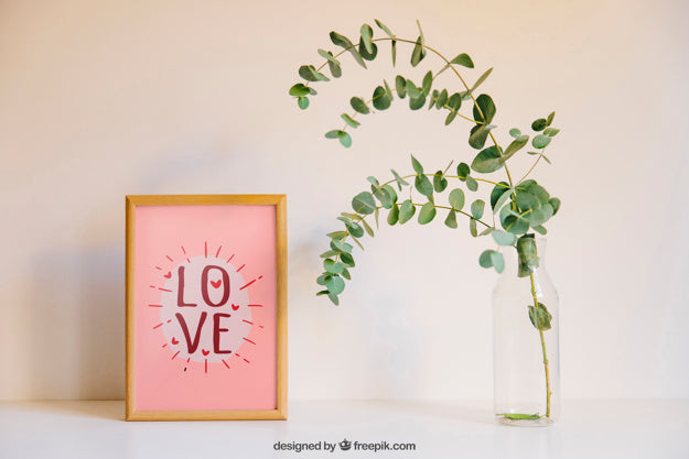 Free Valentine Elements And Frame Mockup Psd