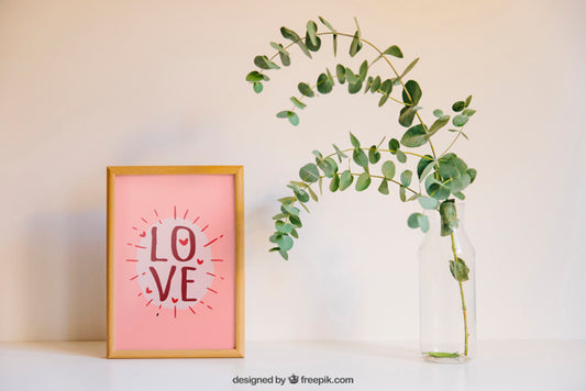 Free Valentine Elements And Frame Mockup Psd