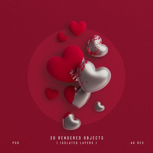 Free Valentines Day Cute Love Hearts Decorative Composition Isolated And Transparent 3D Rendering Psd
