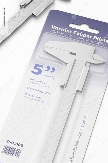 Free Vernier Caliper Blister Mockup, Close Up Psd
