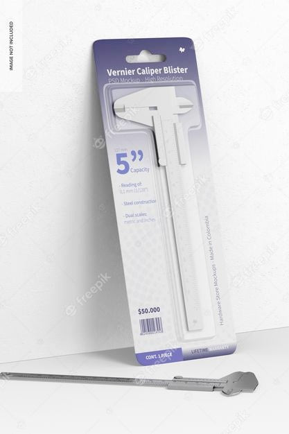 Free Vernier Caliper Blister Mockup, Leaned Psd