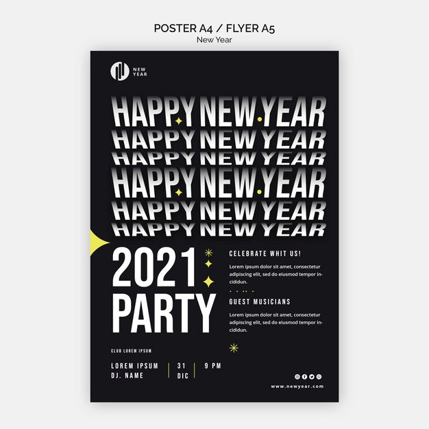 Free Vertical Flyer For New Year Party Psd