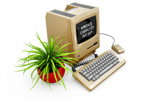Free Vintage Computer Mock-Up Isolated Psd