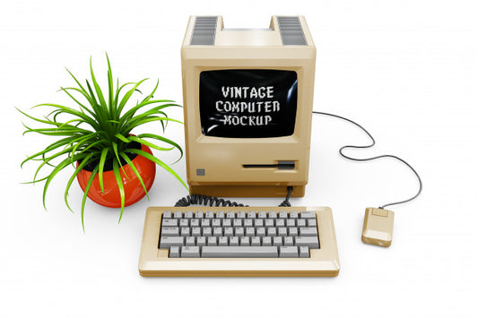 Free Vintage Computer Mock-Up Isolated Psd