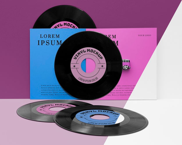 Free Vinyl Records Mock-Up Assortment Psd