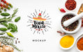 Free Viva Mexico Mock-Up Surrounded By Spices And Herbs Psd