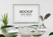 Free Wall Art Mockup, Canvas Frame In Living Room Psd