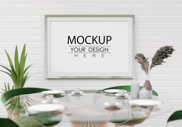 Free Wall Art Mockup, Canvas Frame In Living Room Psd