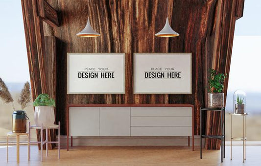 Free Wall Art Mockup, Canvas Frame In Living Room Psd