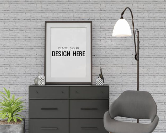 Free Wall Art Mockup, Canvas Frame In Living Room Psd