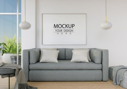 Free Wall Art Mockup, Canvas Or Picture Frame In Living Room Psd