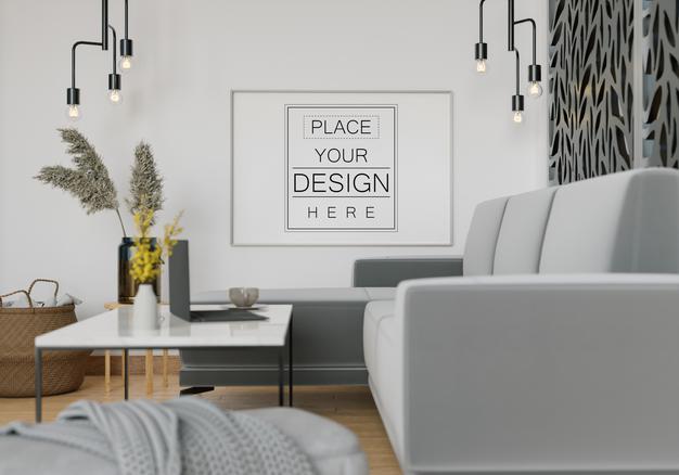 Free Wall Art Mockup, Canvas Or Picture Frame In Living Room Psd