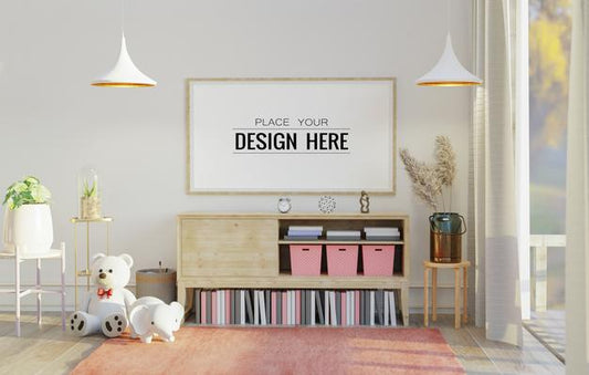 Free Wall Art Mockup, Canvas Or Picture Frame In Living Room Psd
