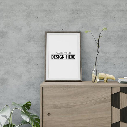 Free Wall Art Or Canvas Frame Mockup Over Furniture Psd