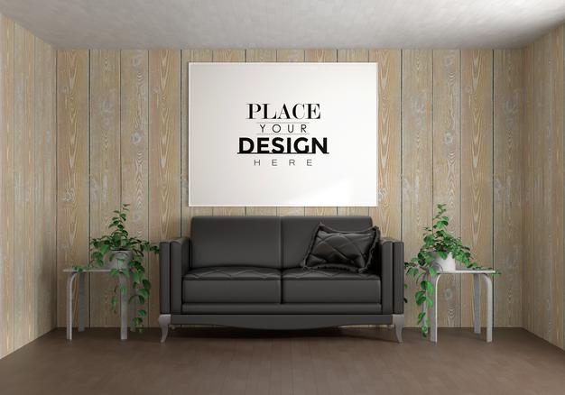 Free Wall Art Or Picture Frame In Living Room Mockup Psd