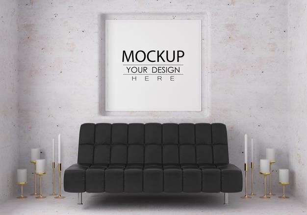 Free Wall Art Or Picture Frame In Living Room Mockup Psd
