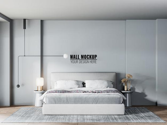 Free Wall Mockup In Bedroom Interior Psd