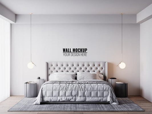 Free Wall Mockup In Bedroom Interior Psd