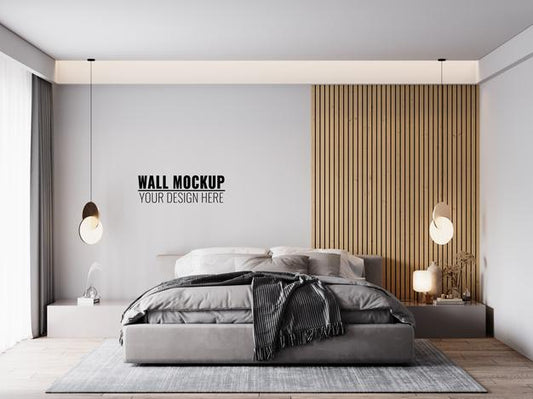 Free Wall Mockup In Bedroom Interior Psd