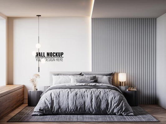 Free Wall Mockup In Bedroom Interior Psd