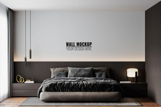Free Wall Mockup In Bedroom Interior Psd