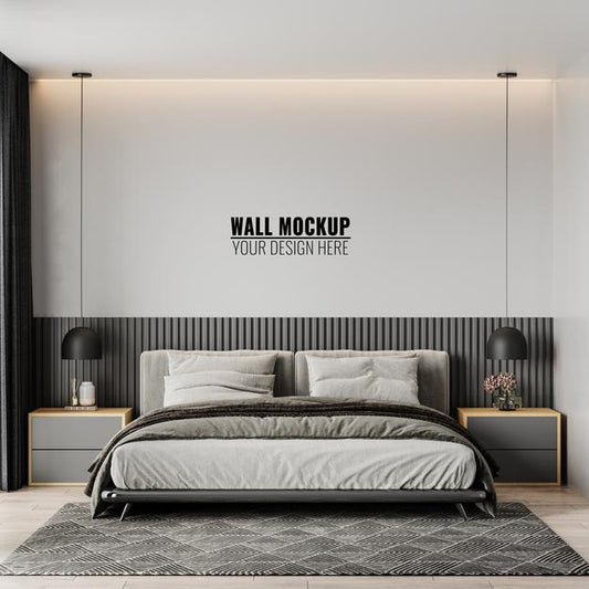 Free Wall Mockup In Bedroom Interior Psd