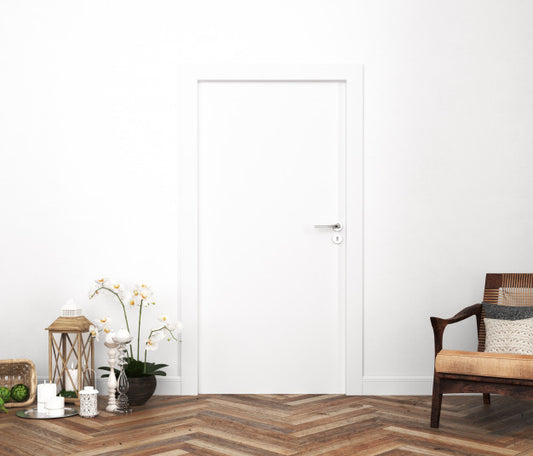 Free Wall With Blank Door Mockup Psd