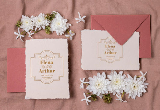 Free Wedding Still Life Mockup With Invitation Design Psd