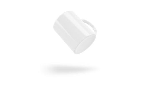 Free White Ceramic Cup Mockup Flying Isolated Psd